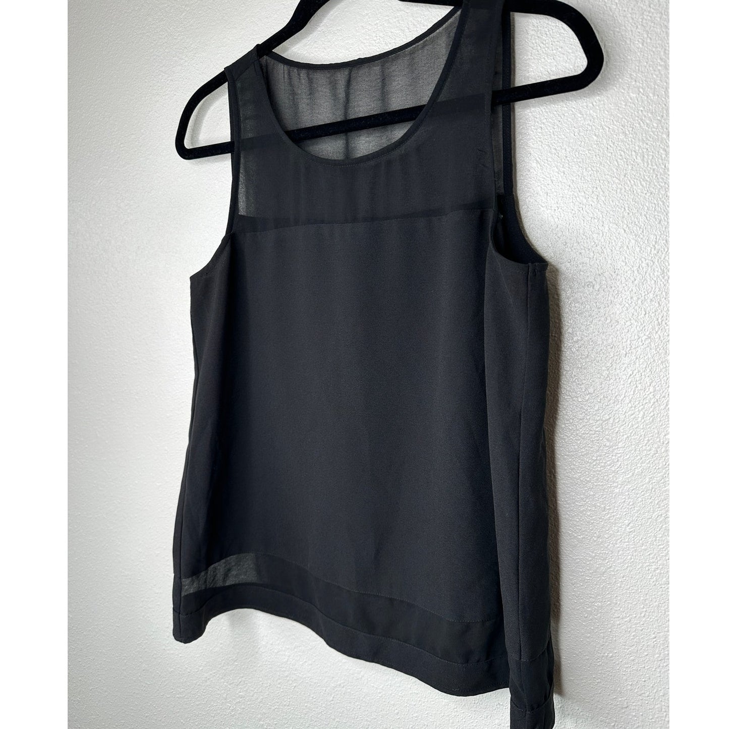 Jack Black Sheer Mixed Media Sleeveless Round Neck Tank Top S