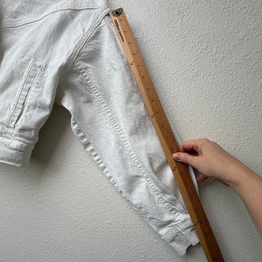 Abercrombie & Fitch White Cropped Zip Front Denim Jacket Size M