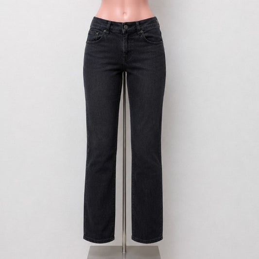 DG2 Diane Gilman Solid Black Mid-Rise Denim Jeans Stretch Straight Leg 10