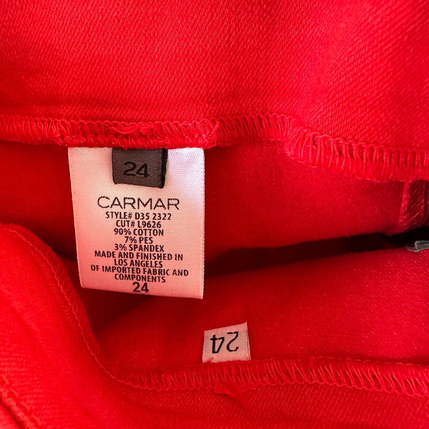 NWT Carmar Red Margery Mini Pencil Skirt Contrast Black Side Stripe Zippers 24
