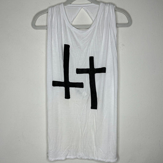 RARE Stylestalker White Sleeveless Crew Neck Cross Twisted Open Back Tee Size 8