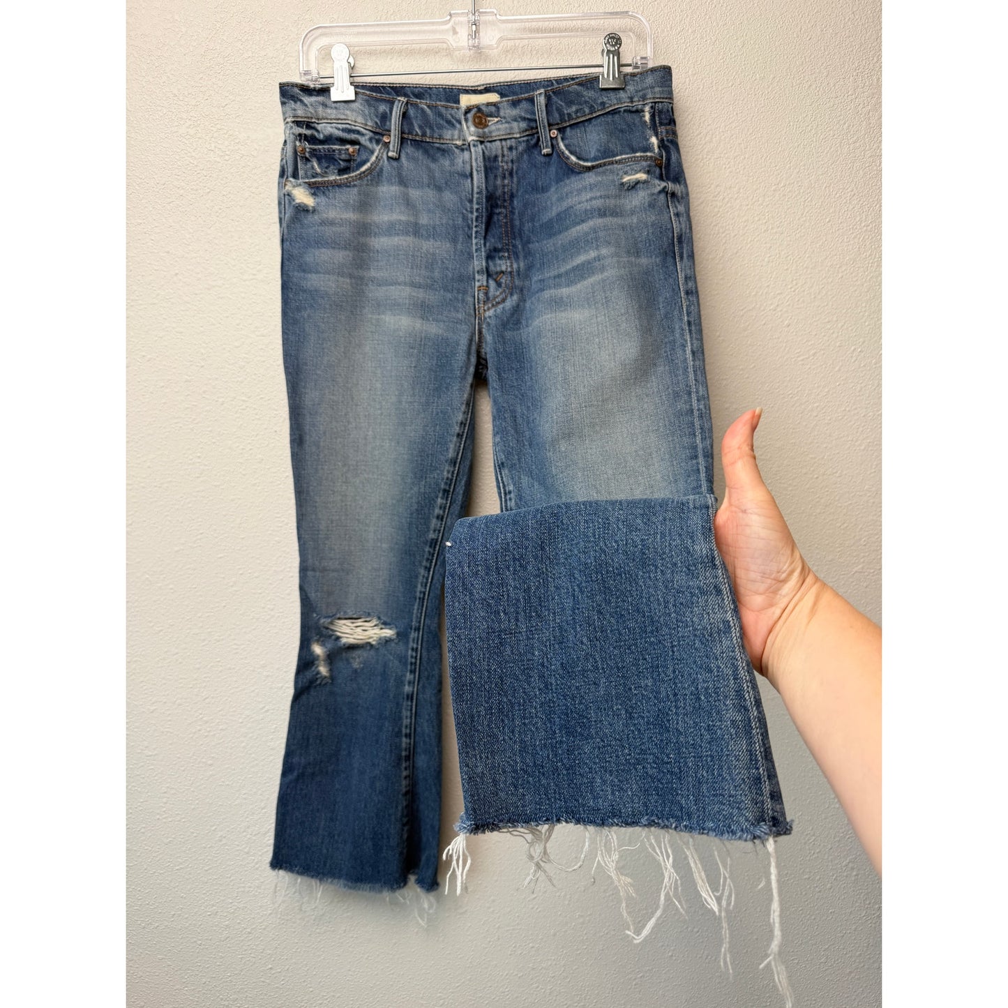Mother Nomad Crop Fray Jeans Blue Womens 26