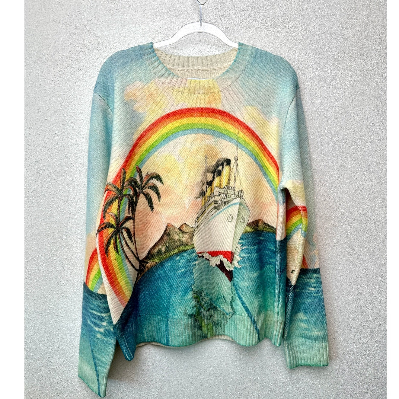 NWT Casablanca Traverse du Pacifique Merino Cashmere Knit Sweater Multicolor XXL