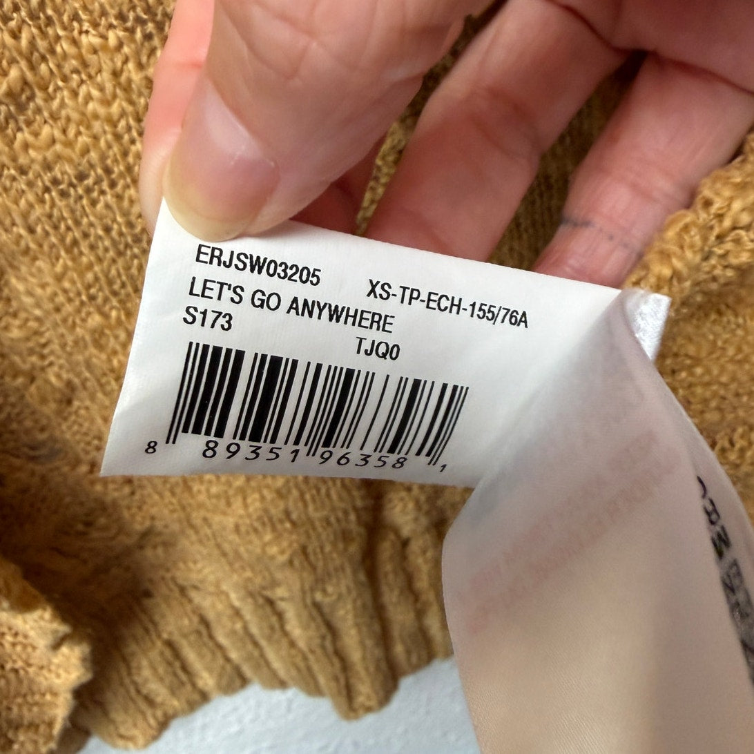 Roxy Let's Go Anywhere Cardigan Curry Mustard Open Front Women's US XS