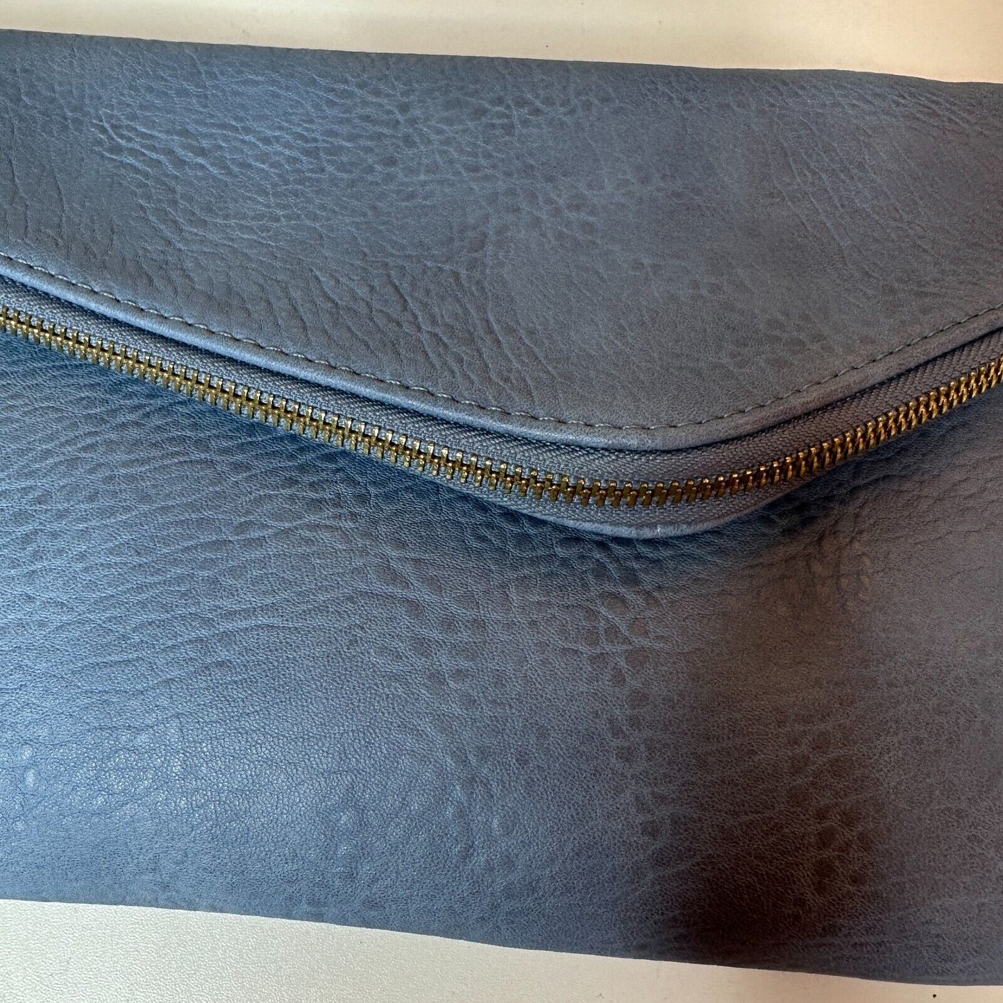 Urban Expressions Stella Dusty Blue Pebble Vegan Striped Interior Leather Clutch