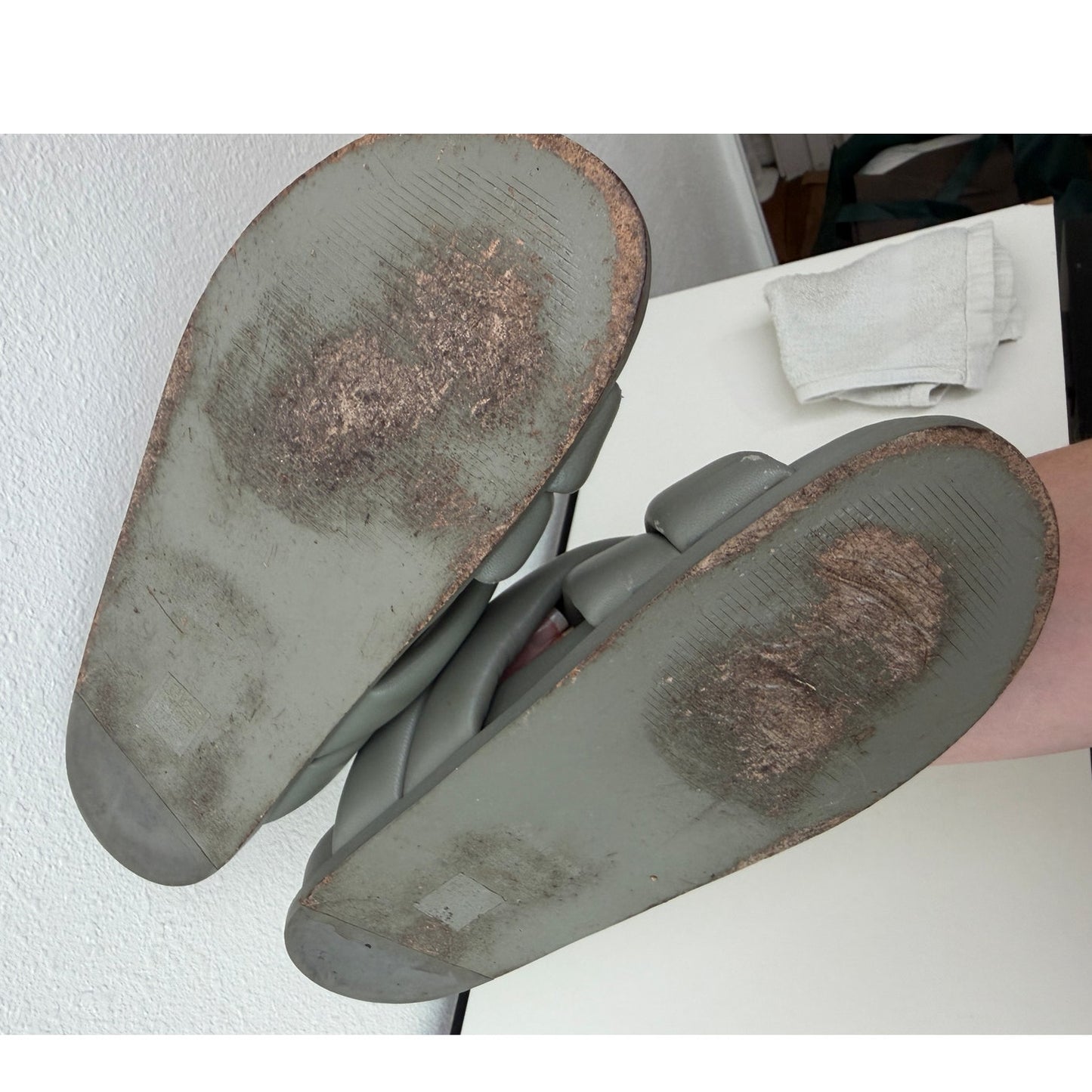 Anine Bing Lizzie Slides Sage Green Womens US 8