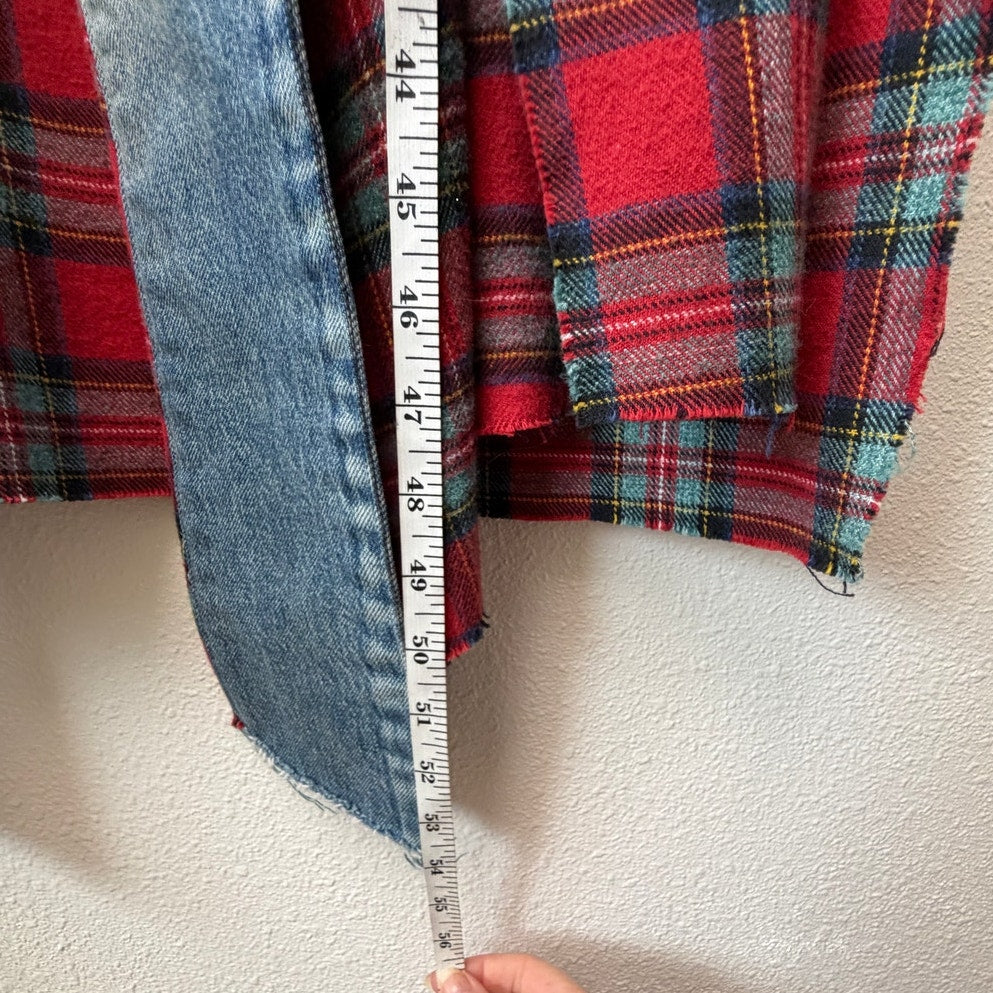NWOT Greg Lauren Denim Studio Patchwork Plaid Kimono Coat Size S