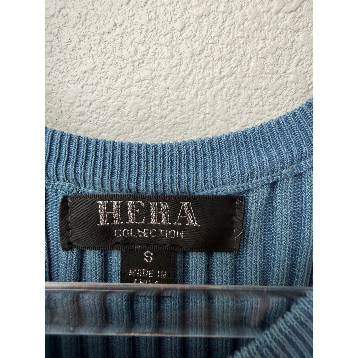 Hera Blue Ribbed Halter Sweater Midi Dress Bodycon Women's S