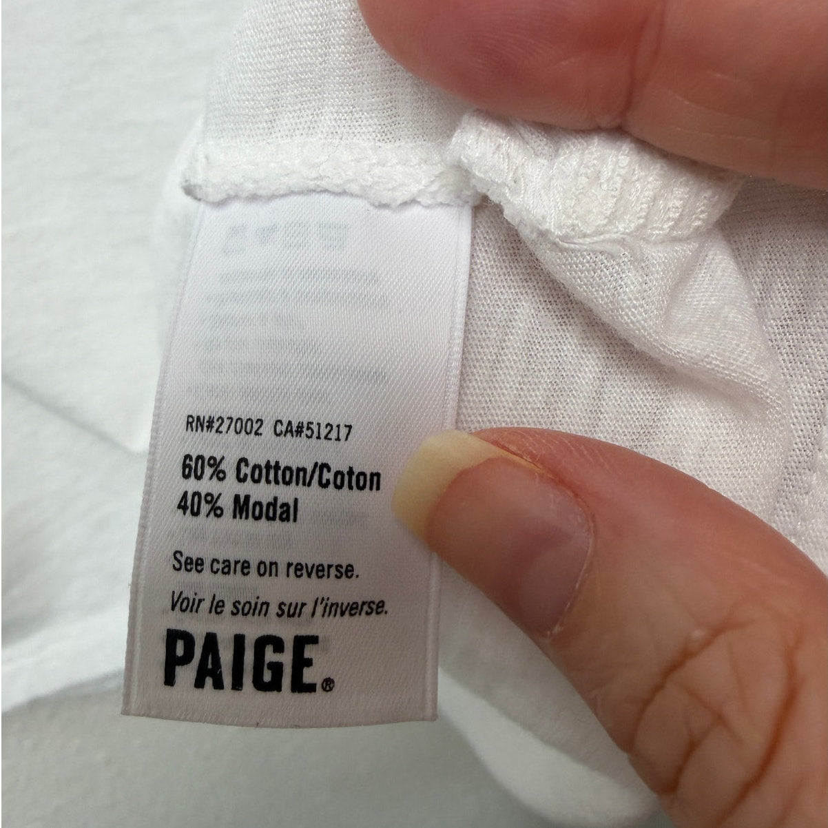 PAIGE Haven White Pima Cotton Crewneck Tee Womens S