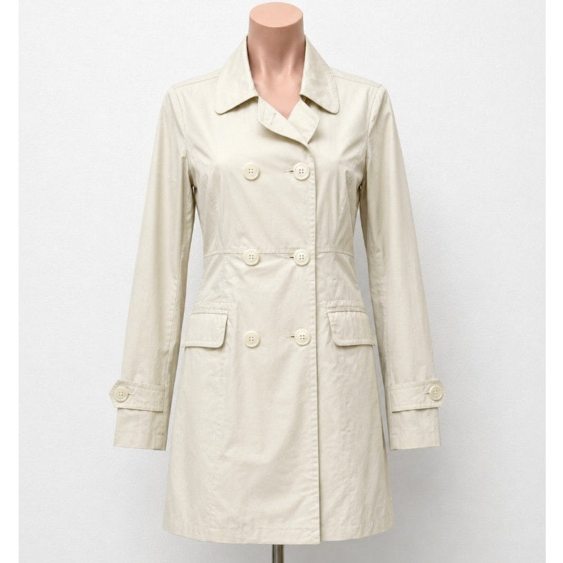 NWT Vince Cream Tan Fitted Peacoat Utility Duster Jacket Sage Lining Size 6