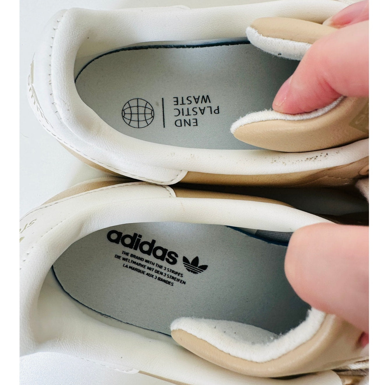 Adidas Gold Stan Smith Colab Tan & White Leather Lace up Sneaker Shoes 8