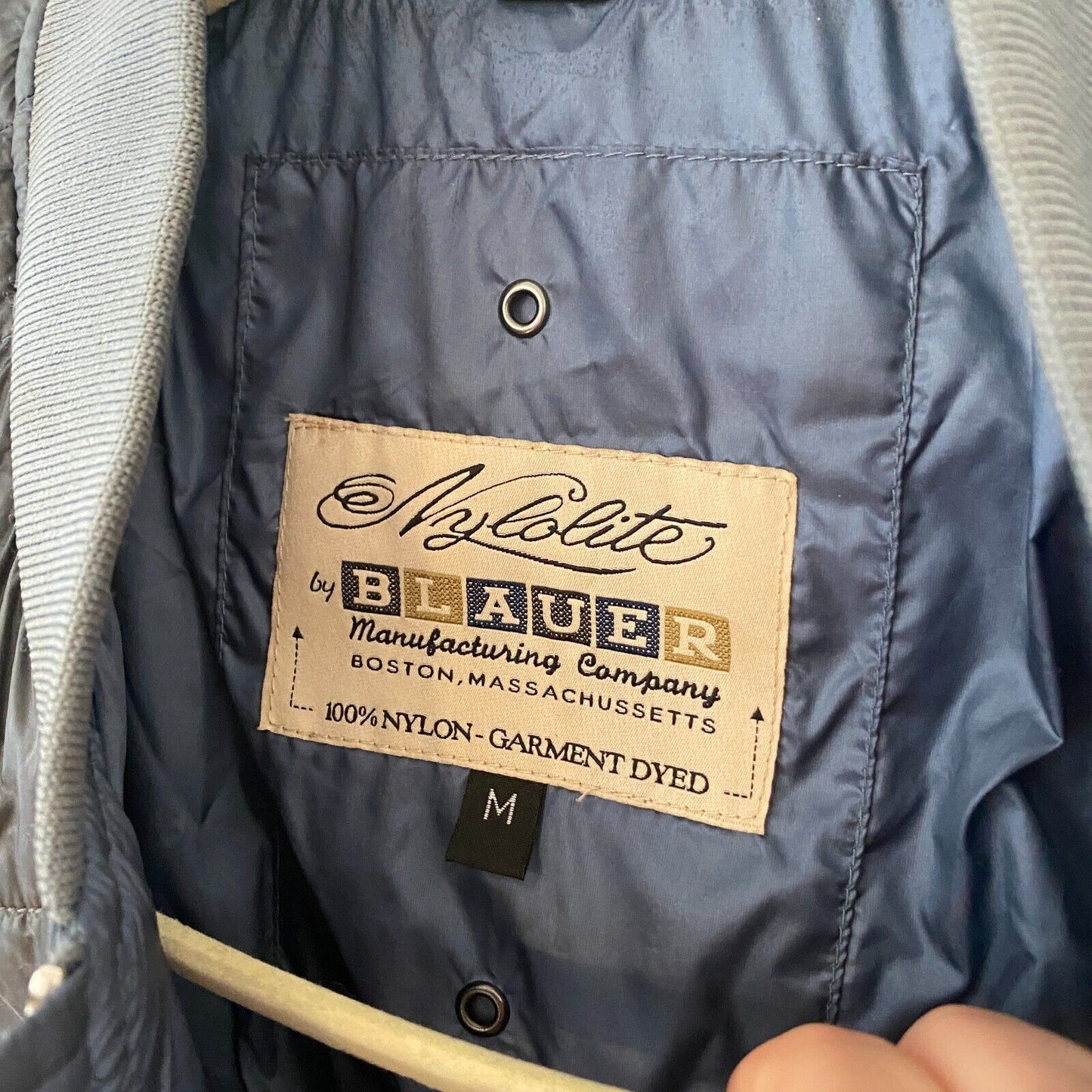 Blauer Nylolite Blue Gray Quilted Super Soft Down Zip Bomber Jacket Coat Medium