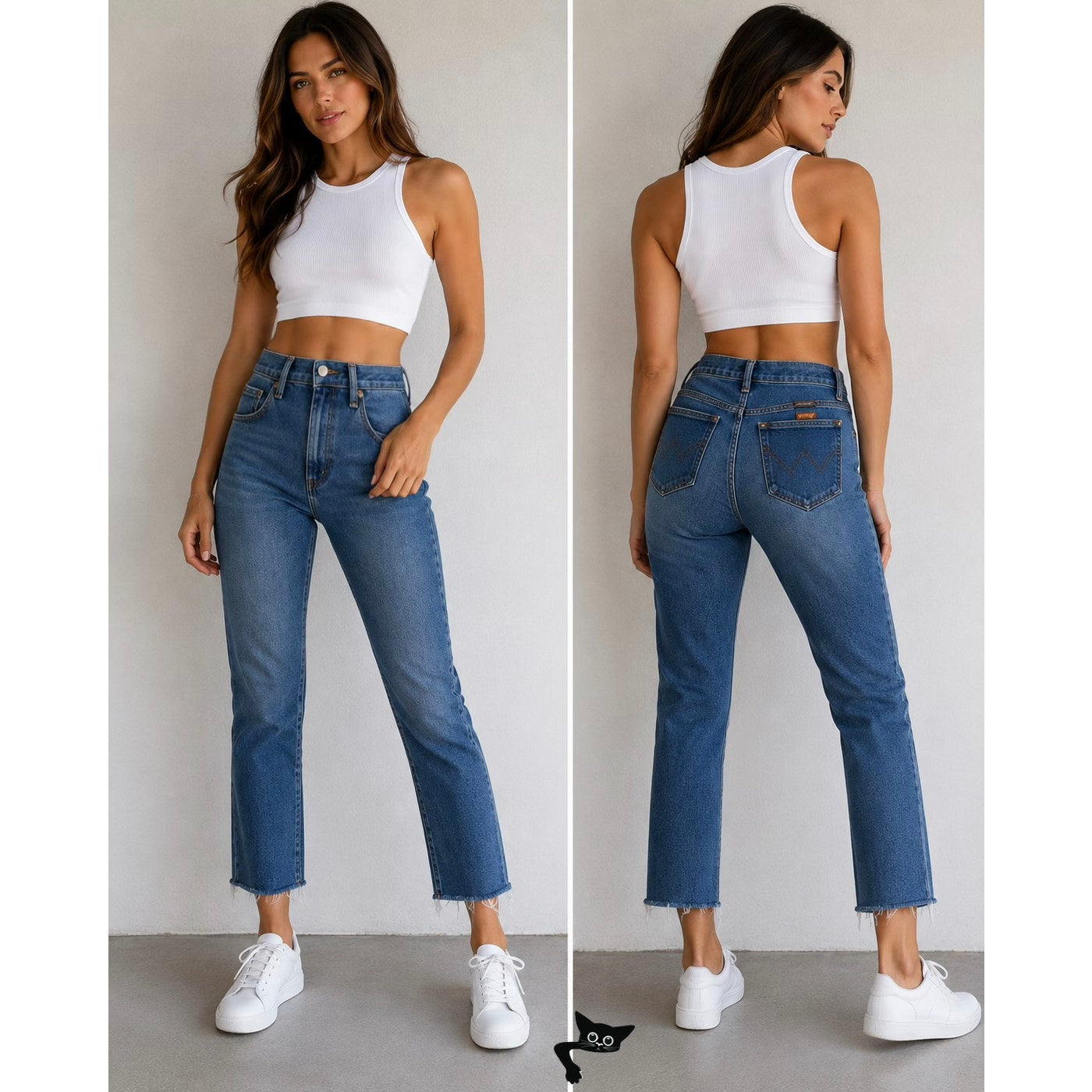 Wrangler Blue High Rise Raw Hem Jeans Women's 26