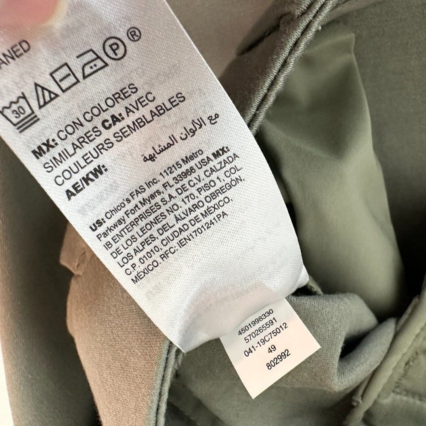 NWT Chico's Secret Stretch Straight Leg Cuffed Crop Pant Vetiver Olive Gray 10