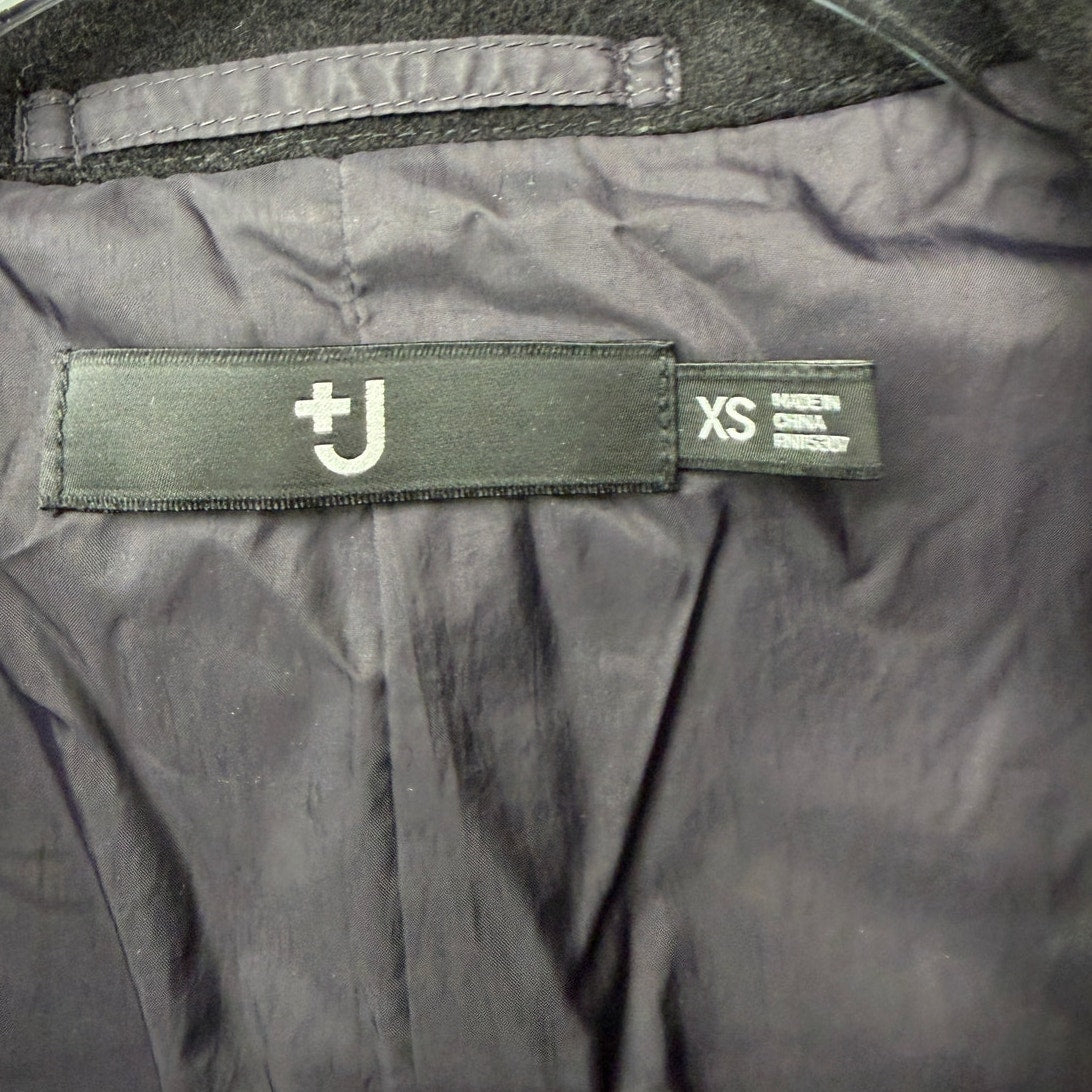 Jil Sander Navy Black Double Breasted Wool Blend Peacoat XS