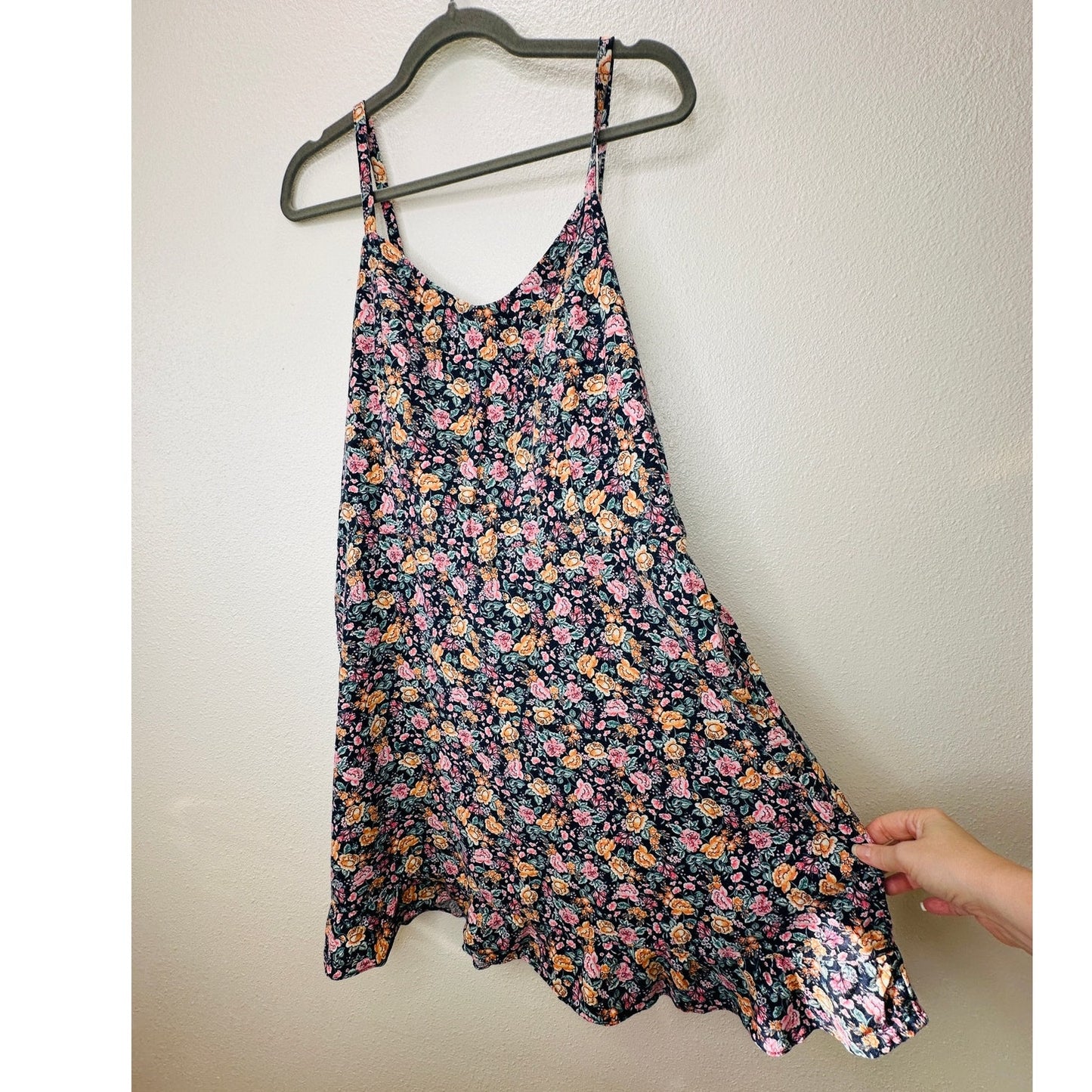 Old Navy Blue Multi Color Floral V-Neck Smocked Back Summer Dress XL