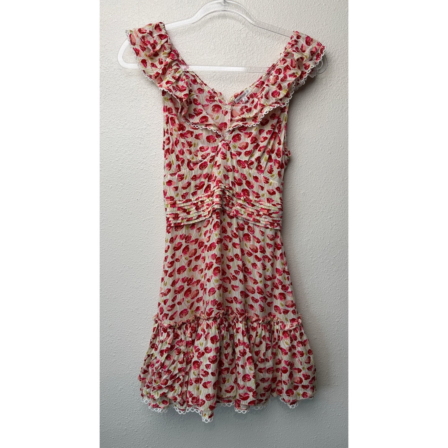 NWT Poupette St Barth Bruna Red Floral Mini Dress US XS
