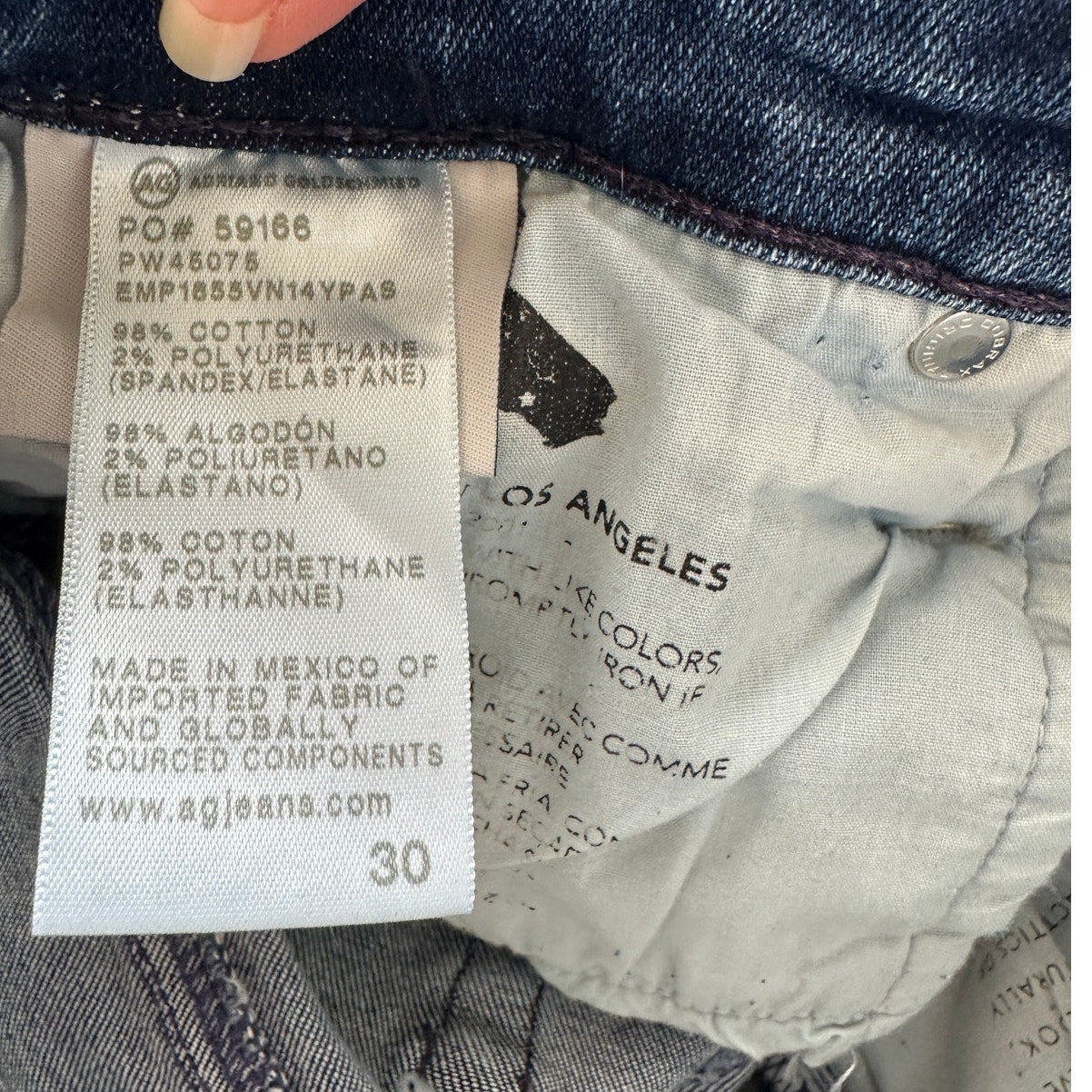 AG Medium Dark Wash The Prima Ankle Cigarette Leg Raw Hem Jeans 30