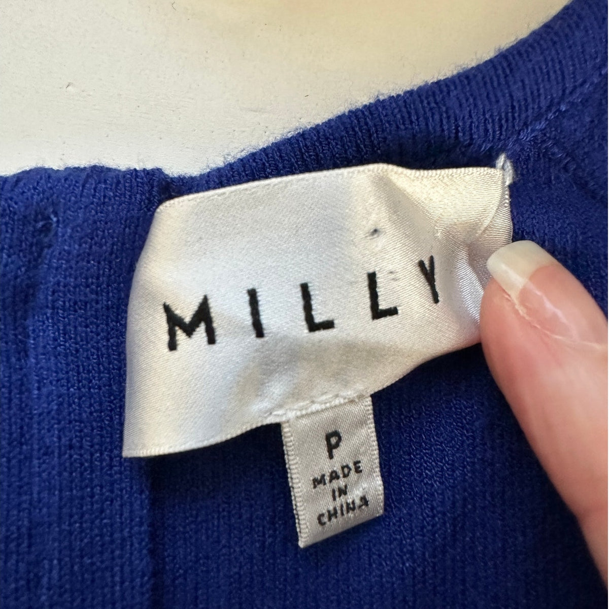 Milly Royal Blue Round Neck Sleeveless Fit & Flare Dress P 2