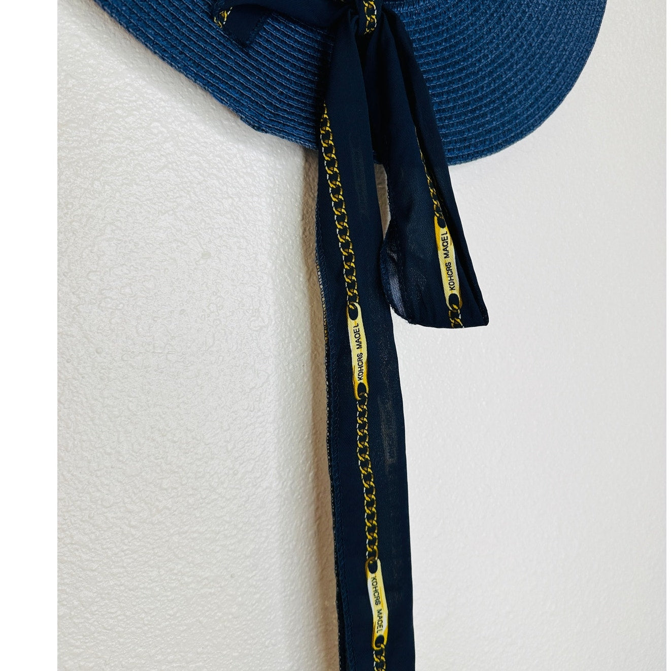 PG Accessories Navy Blue Paper Straw Summer Hat Tie Sash