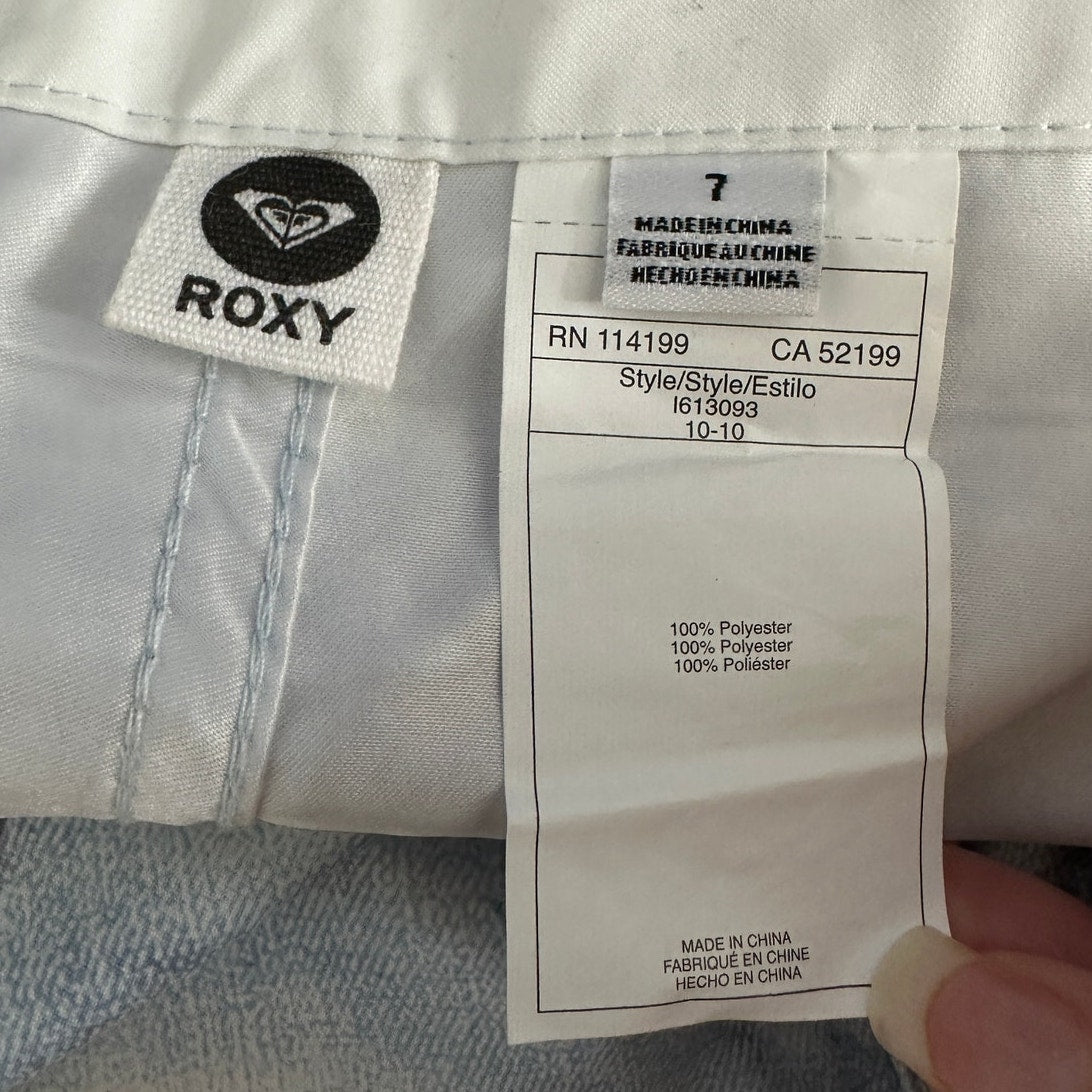 Roxy Estilo Faux Distressed Blue Jean Print On Poly Shorts 7