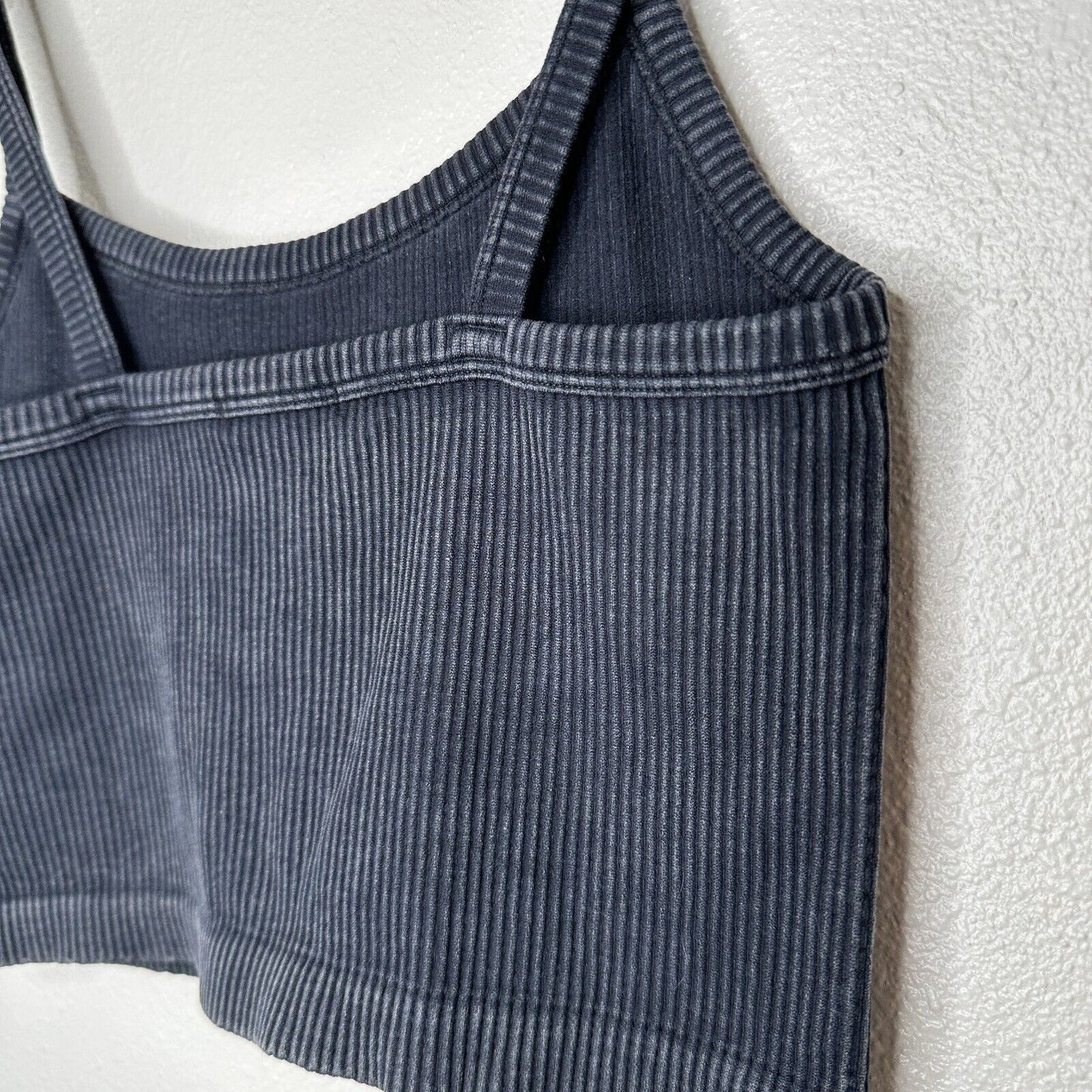 Forever 21 Faded Black Ribbed Square Neck Spaghetti Strap Crop Tank Top S / M