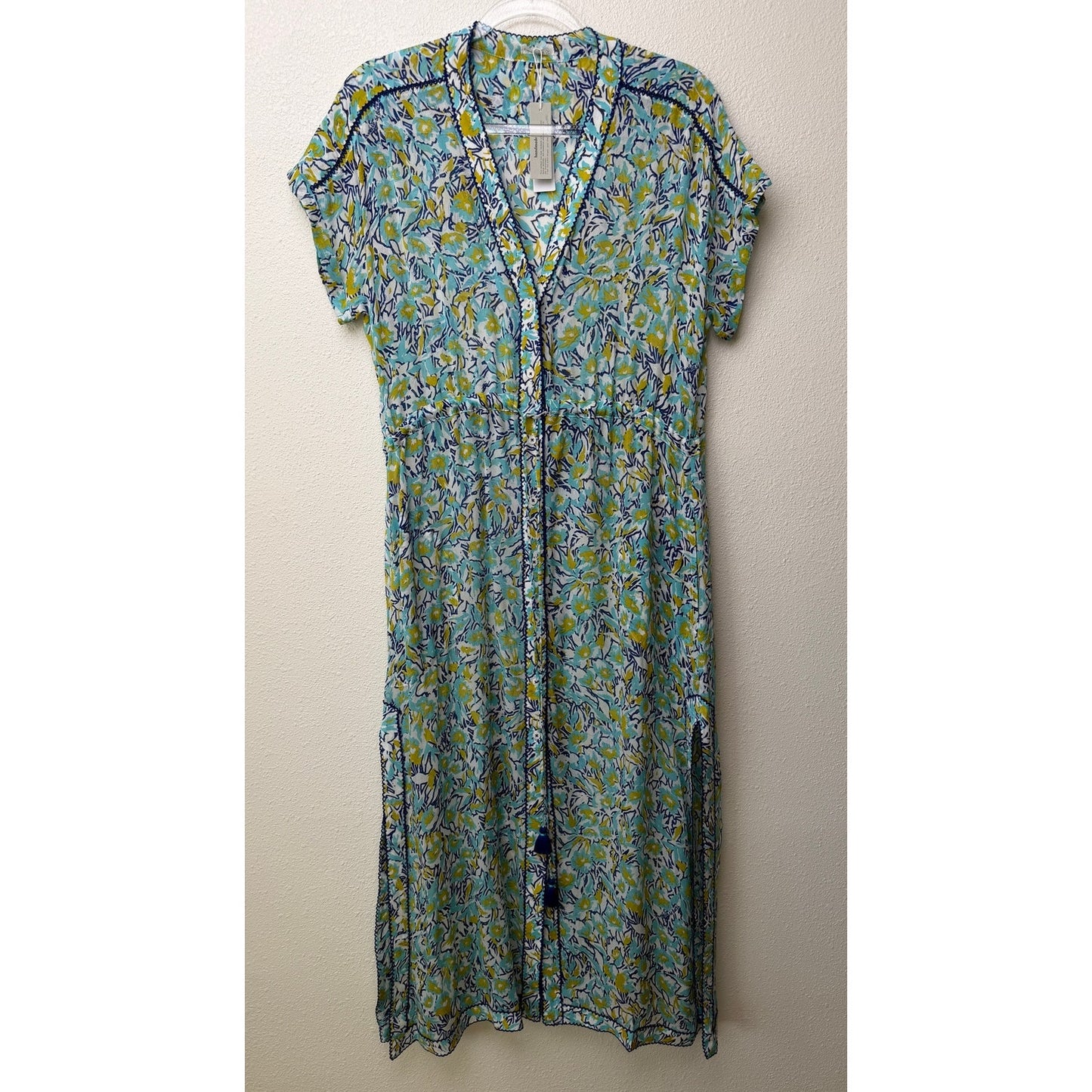 NWT Poupette St Barth Blue Floral Maxi Dress XS