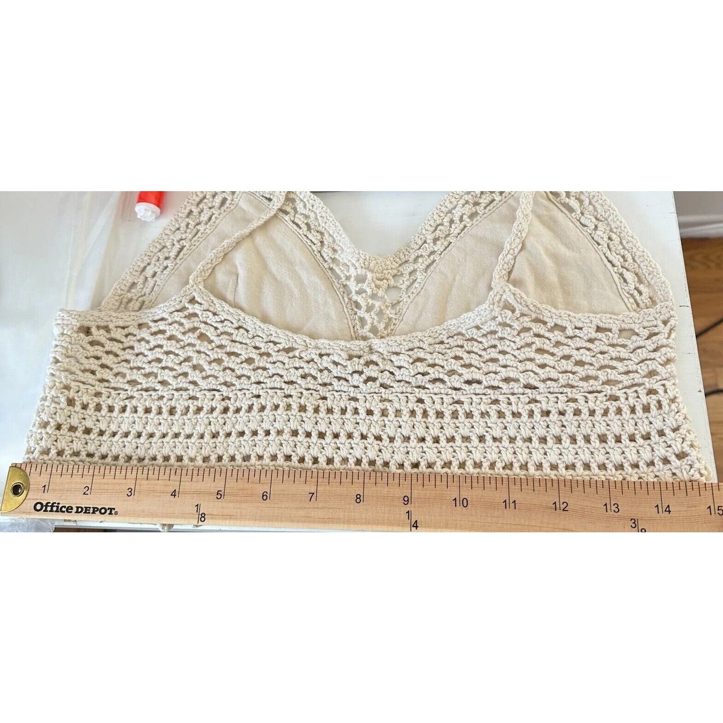 Urban Outfitters Cream Tan Crochet Spaghetti Strap Bralette Side Buttons Medium
