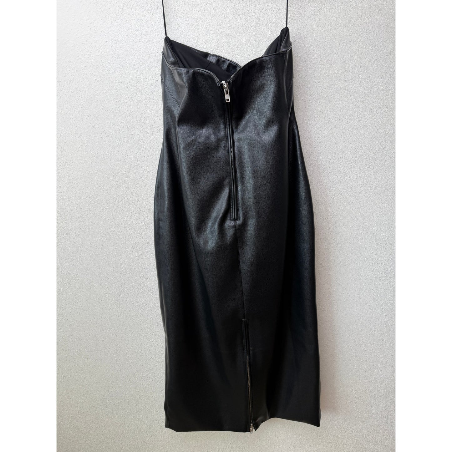 NWT KHY Black Faux Leather Strapless Dress Womens XL
