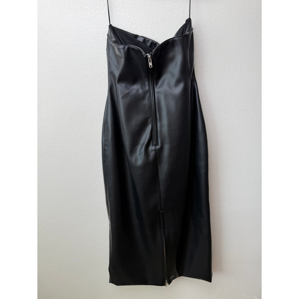 NWT KHY Black Faux Leather Strapless Dress Womens XL