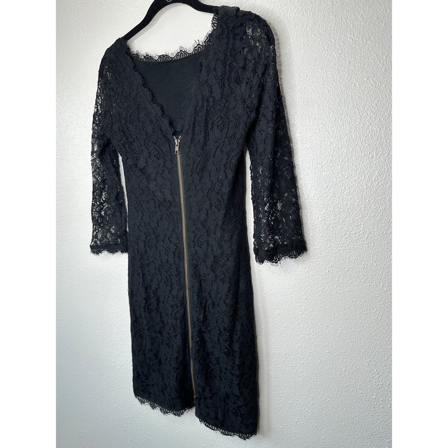 Diane von Furstenberg Black Zarita Stretch Lace Shift Dress 4
