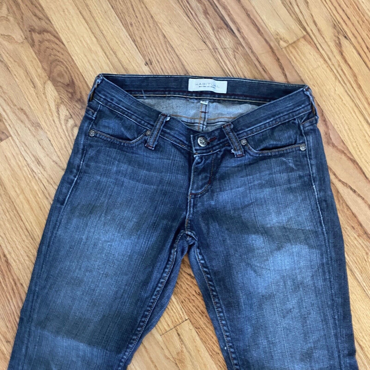 VINTAGE Habitual Low-Rise Skinny Straight Studded Ankle Jean Design Pockets 25