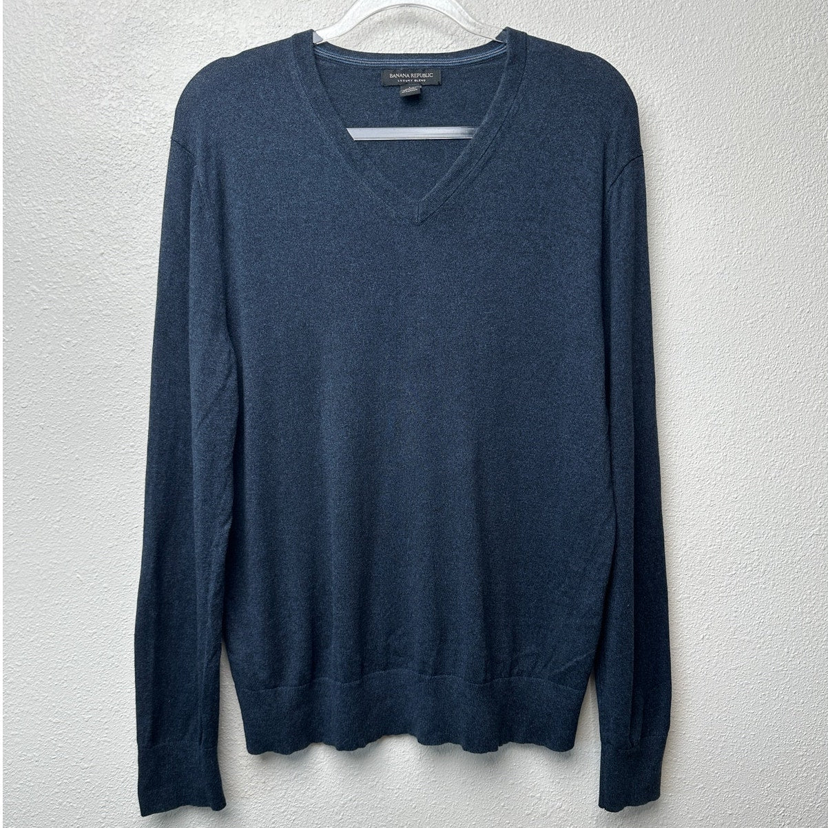 Banana Republic V Neck Sweater Blue L Silk Cashmere