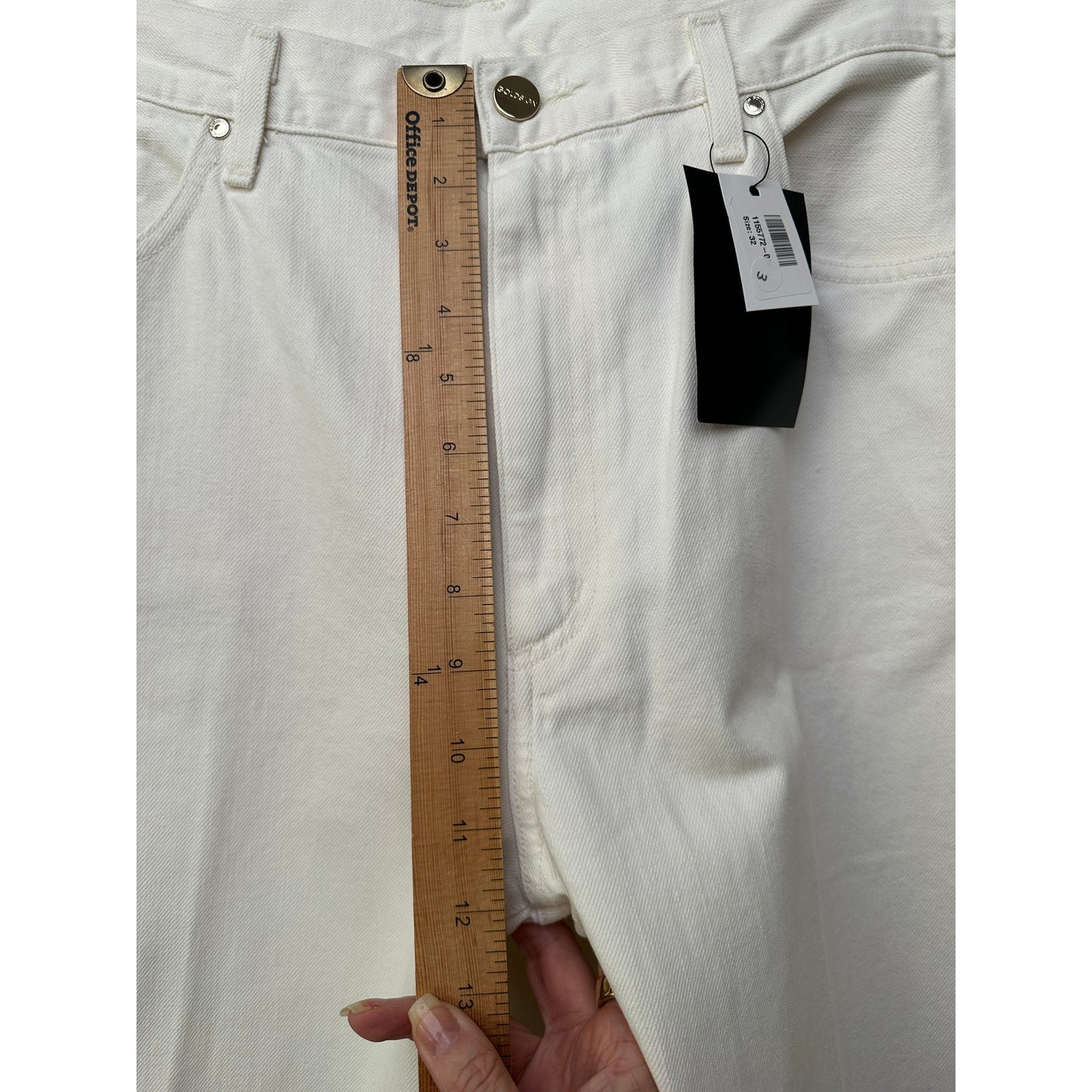 NWT Goldsign The A Jean Pressed Pearl Ivory Jeans 32