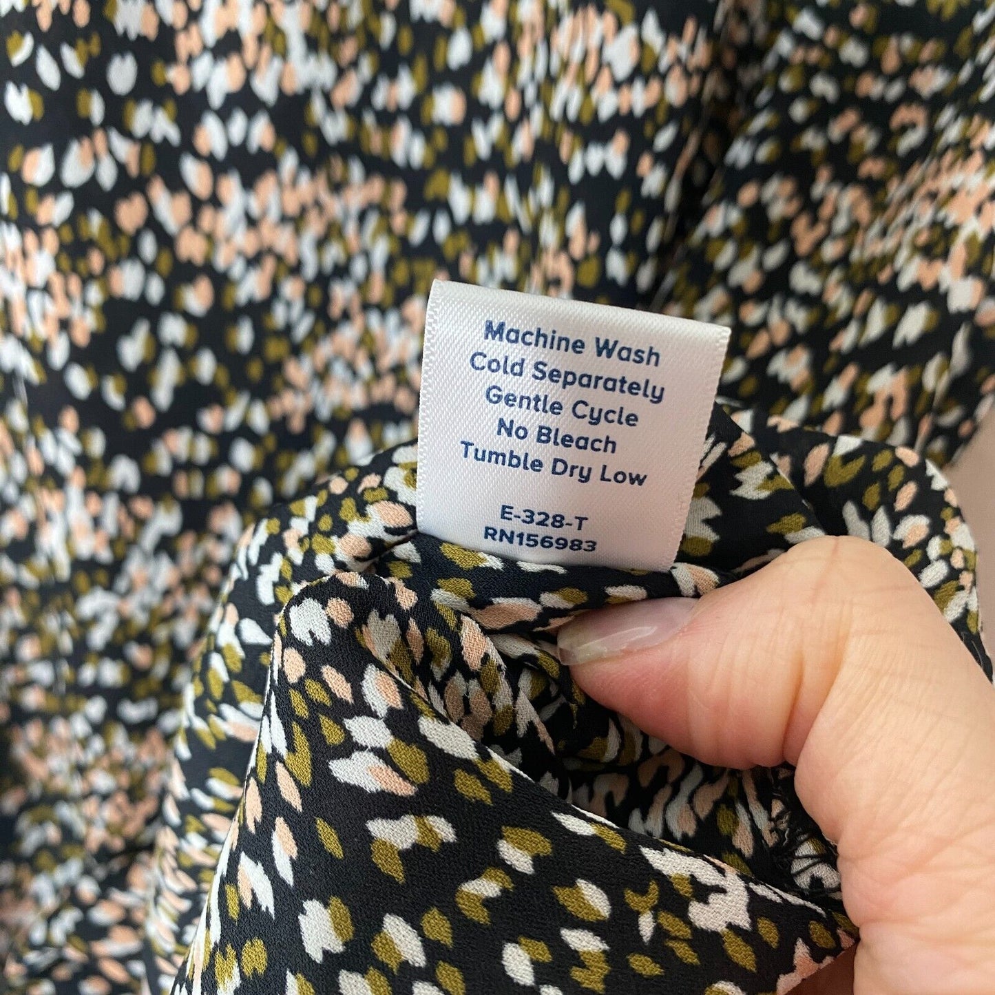 Allison Joy Black Peach Cream & Olive Print Halter Neck Sleeveless Tank Blouse S