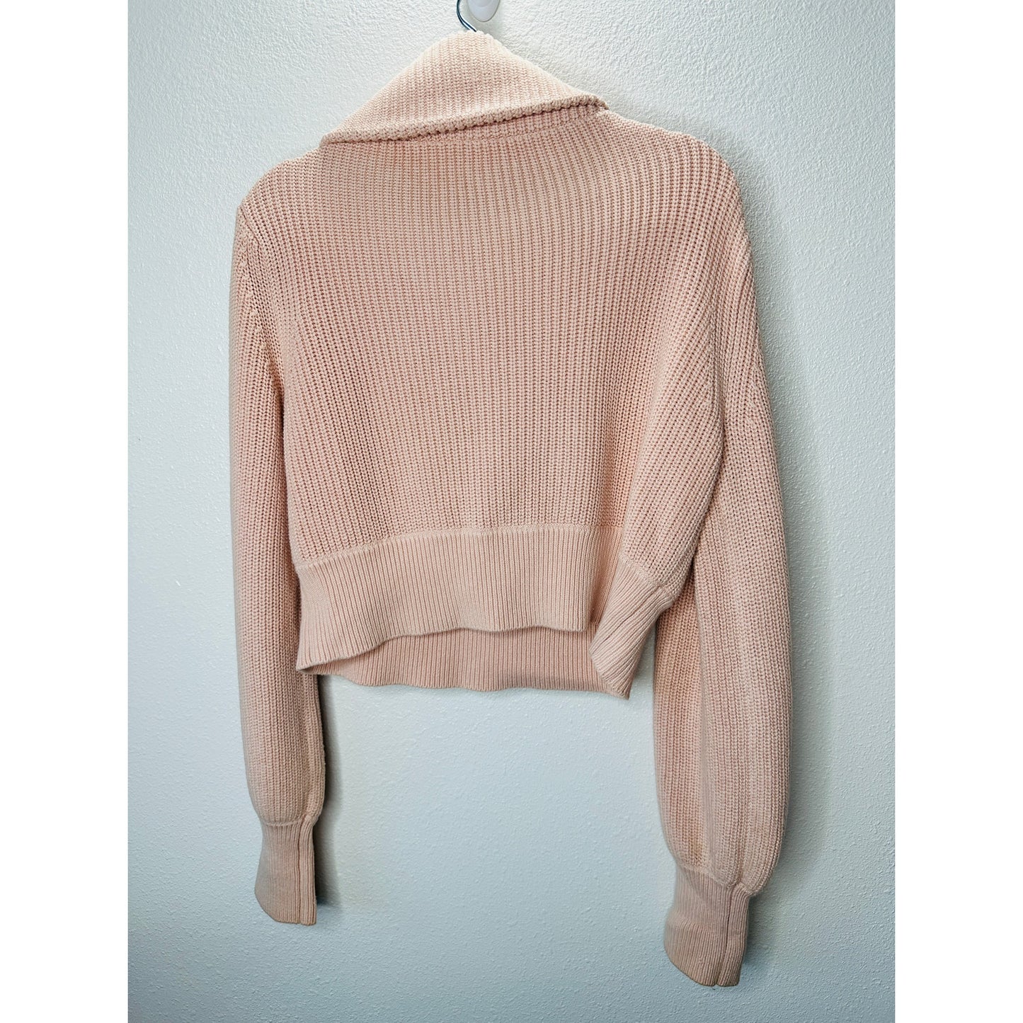 Varley Pink Mentone Half Zip Wide Collar Shaker Sweater XS