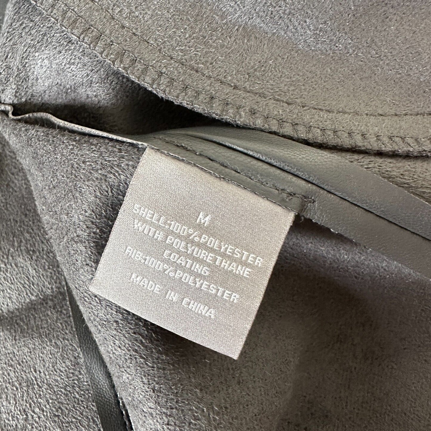 Bagatelle Pewter Gray Faux Leather Open Front Waterfall Jacket Zip Pocket Medium