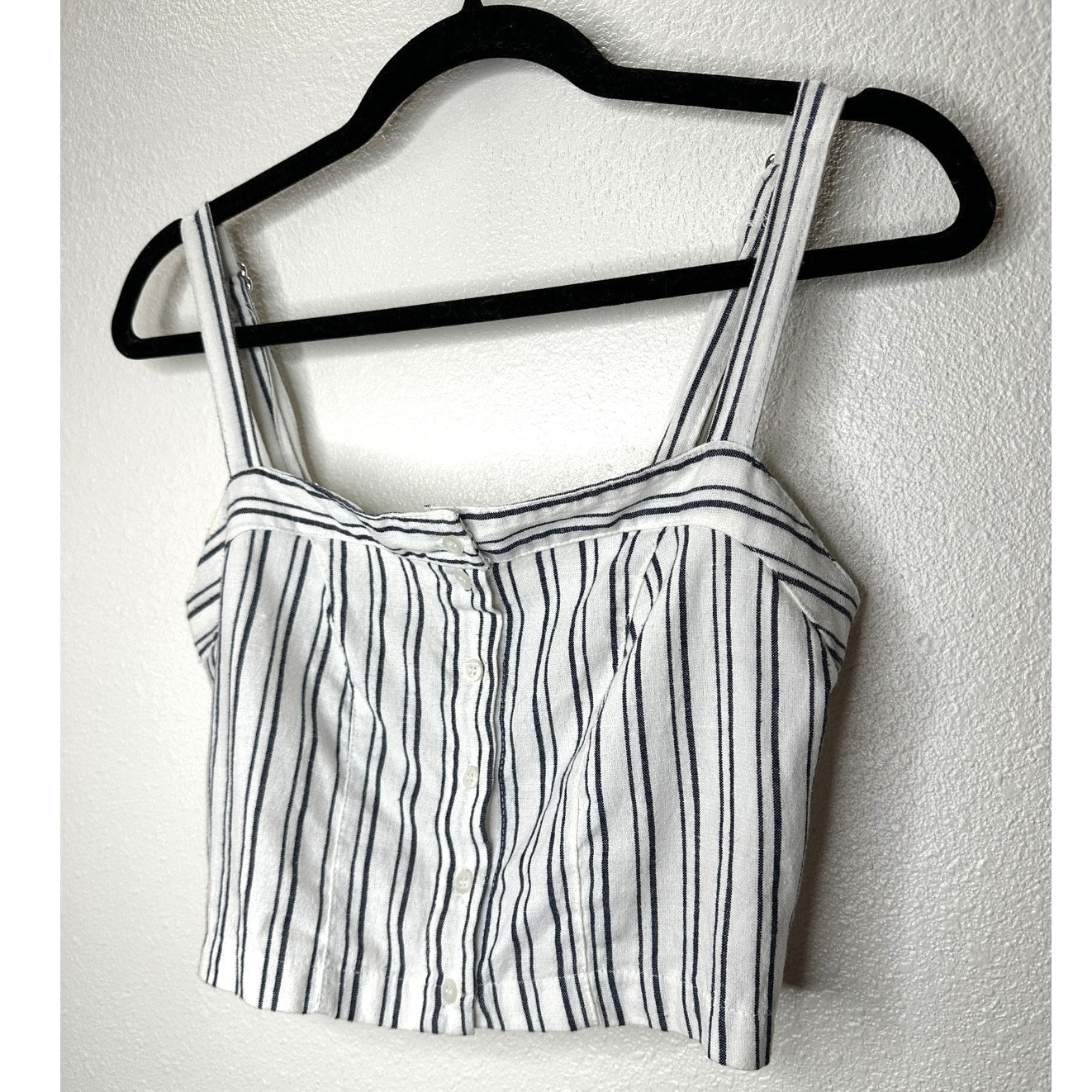 Brandy Melville Astrid White & Black Stripe Button Down Crop Top