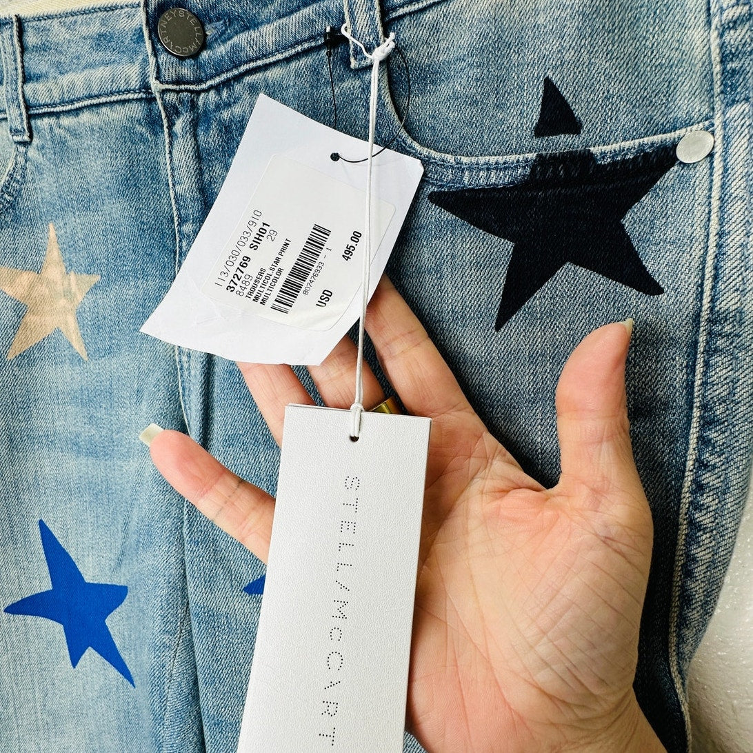 NWT Stella McCartney Blue Star Low Rise Skinny Boyfriend Jeans 29