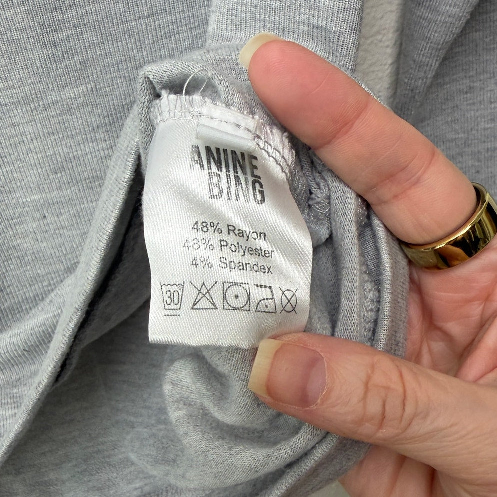 Anine Bing Light Gray BING Graphic Crewneck Sweatshirt Long Sleeve Size S