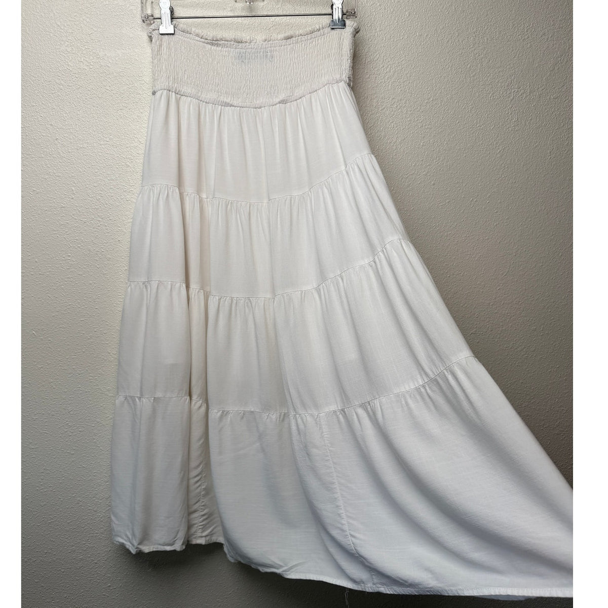HAEOF White Smocked Convertible Midi Dress Maxi Skirt Women's US S