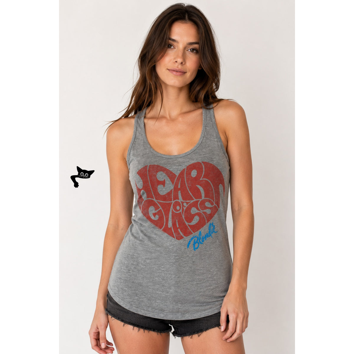 Blondie Womens Gray Heart Of Glass Racerback Tank S