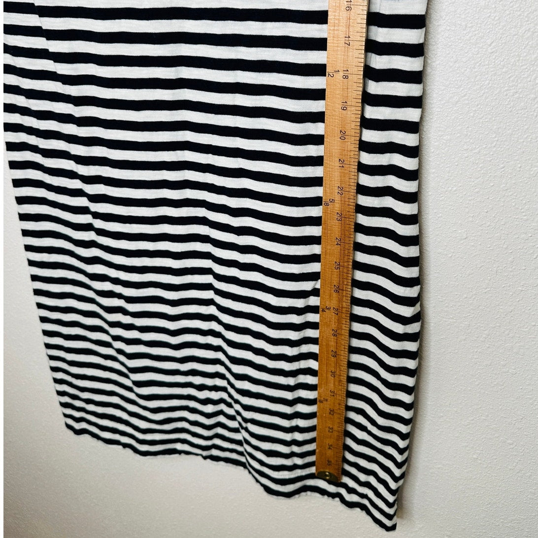 Boden Ivory & Black Stripe Short Sleeve Round Neck Shirt Dress 6 L