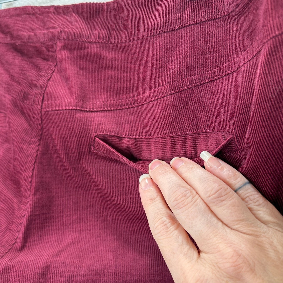 Jack Burgundy Red Corduroy Flare Low Rise Pants S