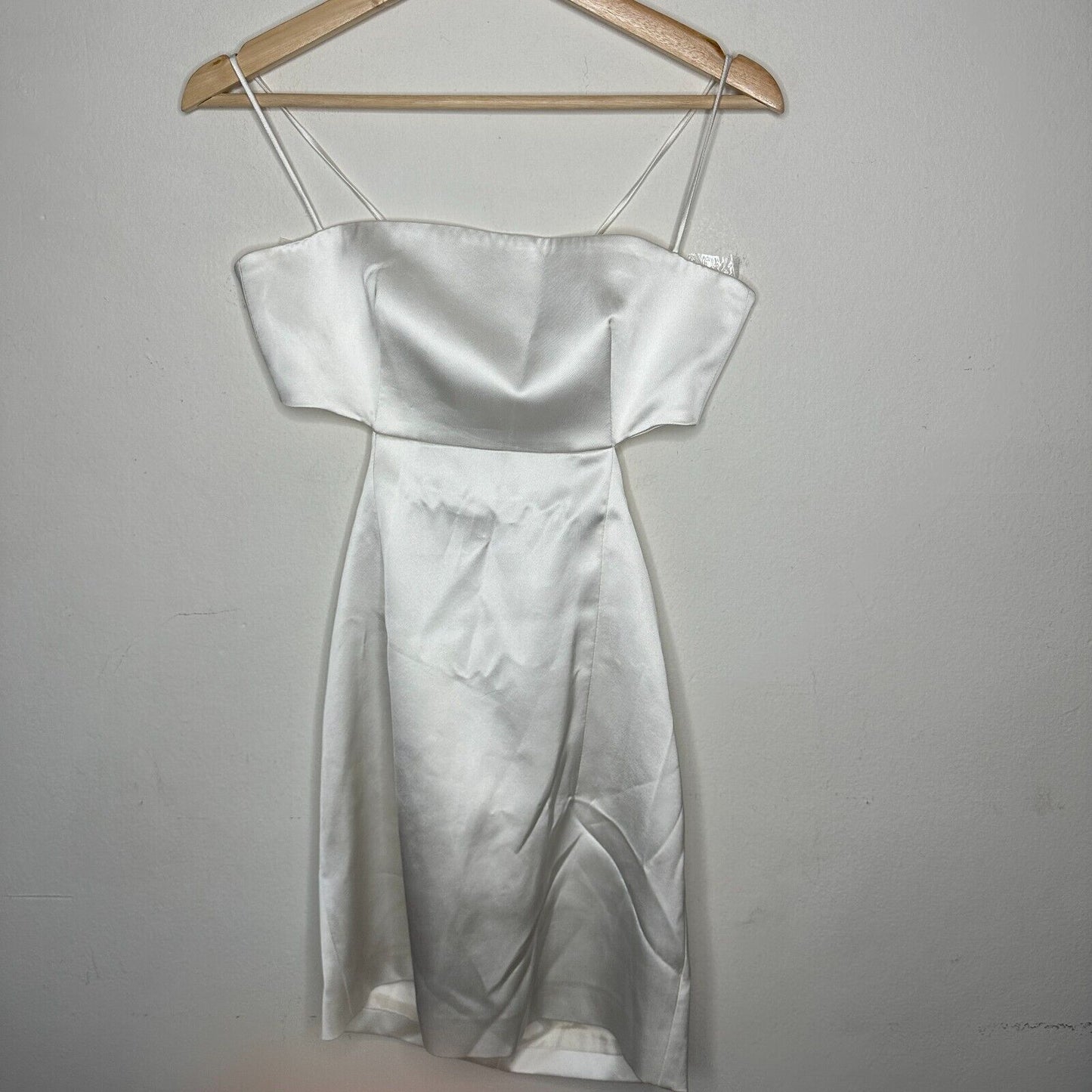 Gauge81 Marta White Satin Cut Out Square Neck Sleeveless Open Side Tie Back Mini SM