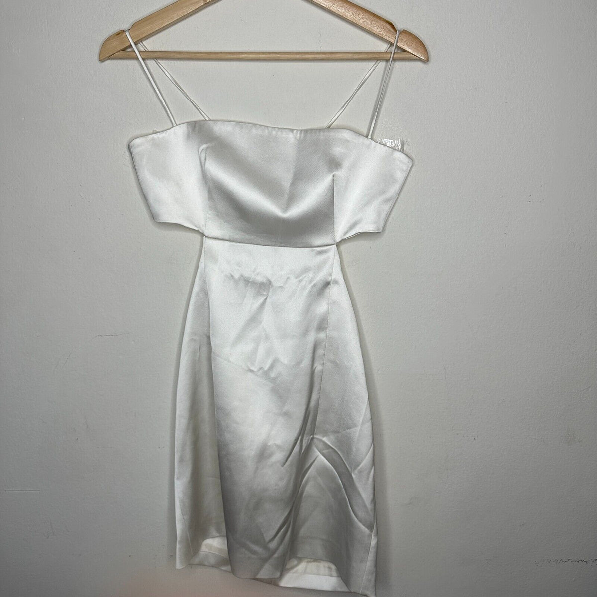 Gauge81 Marta White Satin Cut Out Square Neck Sleeveless Open Side Tie Back Mini SM