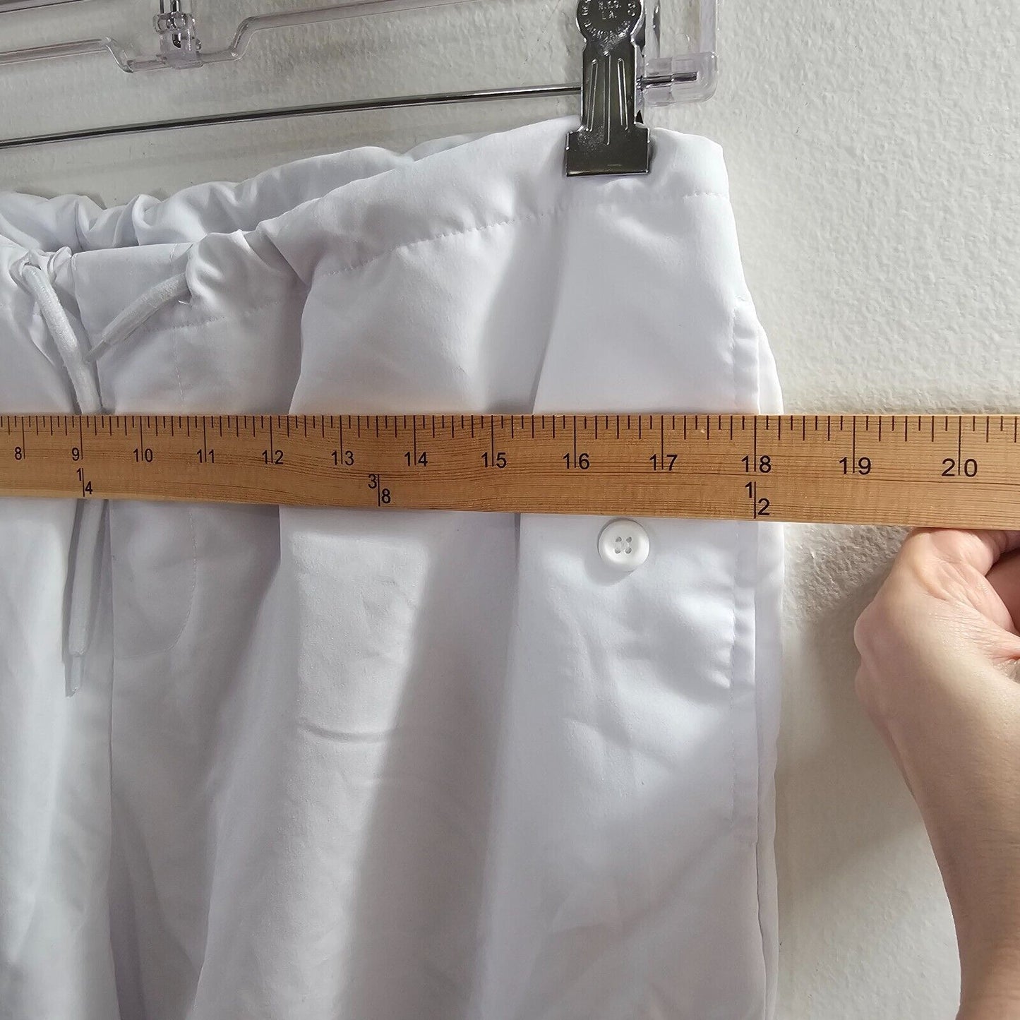 White Drawstring Wide Leg Utility Pants Cinch Ankle Baggy Medium