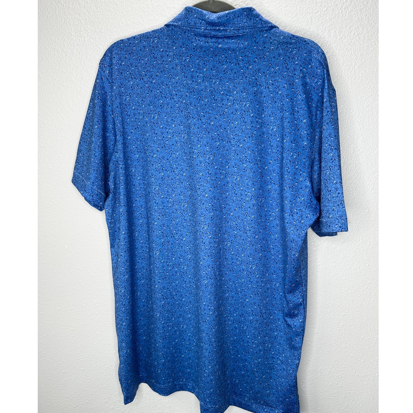 NWT Peter Millar Blue Football Print Short Sleeve Polo Shirt M