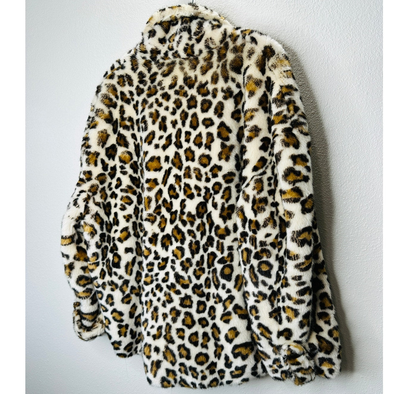 Betta Corradi Cream Brown Black Leopard Print Fuzzy Double Breasted Jacket