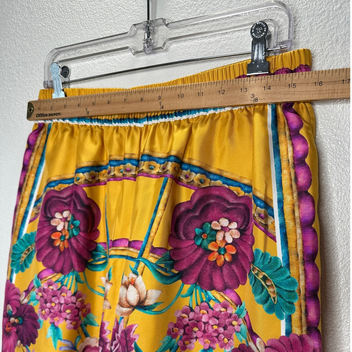 La DoubleJ Yellow Multi-Color Printed Silk Pull-on Palazzo Pant XL